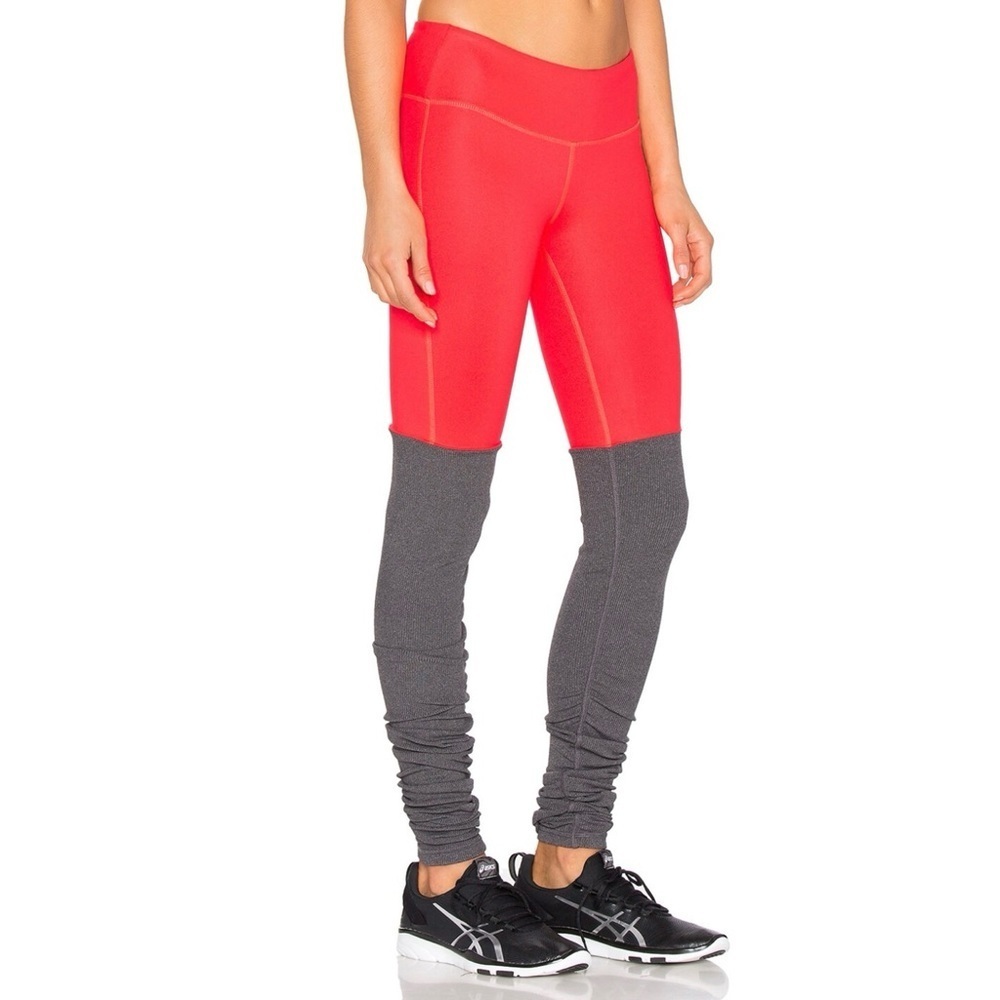 ALO Yoga Two-Tone Red and Gray Leggings